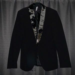 Blazer with contrasting sequin lapel